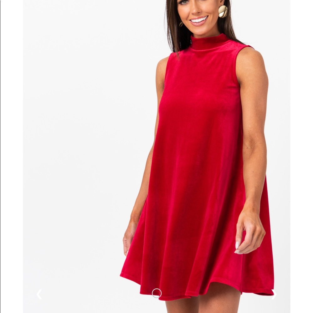 A&D Mock Neck Swing Tank Velvet Red